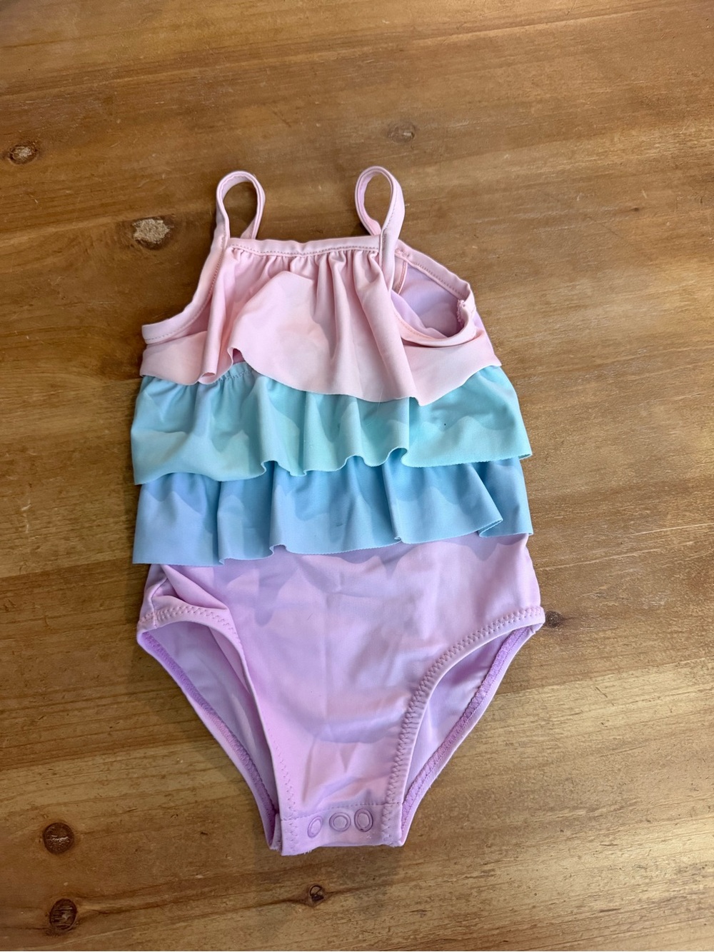 Girls' Pastel Ruffle One-Piece Swimsuit - Pink & Blue